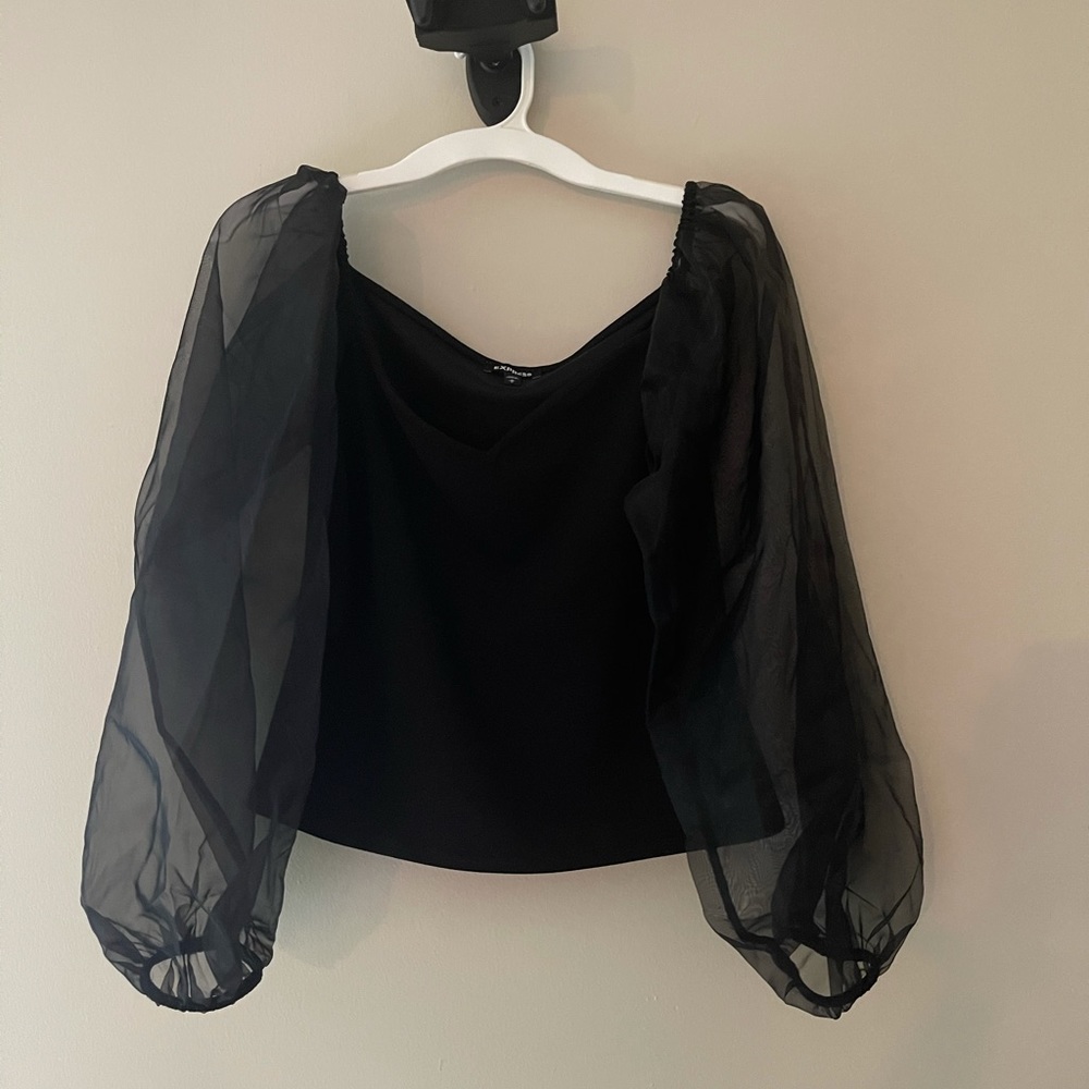 Brand New Express Sheer Balloon Sleeve Top